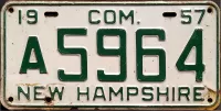NEW HAMPSHIRE 1957 COMMERCIAL LICENSE PLATE