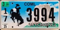 WYOMING 2009 COMMERCIAL LICENSE PLATE