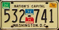 DISTRICT OF COLUMBIA 1974 LICENSE PLATE