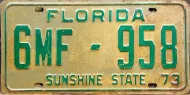 FLORIDA 1973 FRANCHISE DEALER LICENSE PLATE
