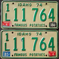 IDAHO 1987 LICENSE PLATE PAIR