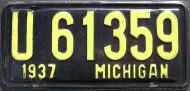 MICHIGAN 1937 LICENSE PLATE