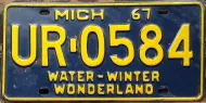 MICHIGAN 1967 LICENSE PLATE