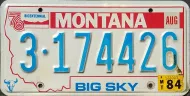 MONTANA 1984 LICENSE PLATE