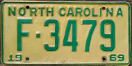 NORTH CAROLINA 1969 LICENSE PLATE