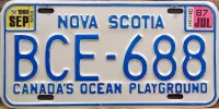 NOVA SCOTIA 1988 LICENSE PLATE