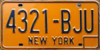 NEW YORK ORANGE LICENSE PLATE 1980 BASEPLATE
