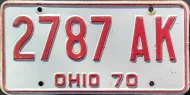 OHIO 1970 LICENSE PLATE