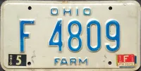 OHIO 1985 FARM TRUCK LICENSE PLATE