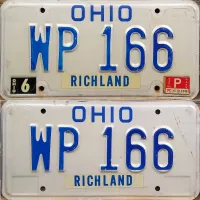 OHIO 1985 LICENSE PLATE PAIR