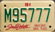 SOUTH DAKOTA 1991 MOTORCYCLE LICENSE PLATE