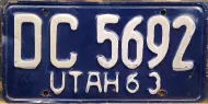 UTAH 1963 LICENSE PLATE