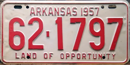 ARKANSAS 1957 LICENSE PLATE