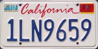 CALIFORNIA 2021 TRAILER LICENSE PLATE