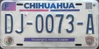 CHIHUAHUA, MEXICO 2022 TRUCK LICENSE PLATE