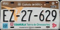 COAHUILA 2017 TRUCK LICENSE PLATE