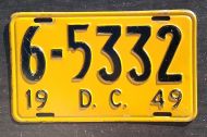 DISTRICT OF COLUMBIA 1949 LICENSE PLATE