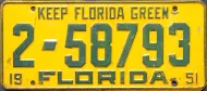FLORIDA 1951 LICENSE PLATE
