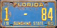 FLORIDA 1960 LICENSE PLATE - B
