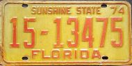 FLORIDA 1974 LICENSE PLATE - A
