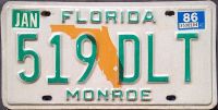 FLORIDA 1986 LICENSE PLATE - A
