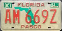 FLORIDA 1992 GREEN MAP TRAILER LICENSE PLATE - A