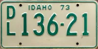 IDAHO 1973 DEALER LICENSE PLATE