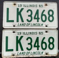 ILLINOIS 1965 LICENSE PLATE PAIR - A