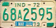 INDIANA 1972-1973 LICENSE PLATE