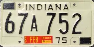 INDIANA 1975 LICENSE PLATE