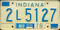 INDIANA 1976 LICENSE PLATE - A