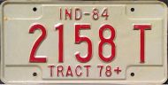 INDIANA 1984 TRACTOR LICENSE PLATE