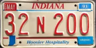 INDIANA 1993 LICENSE PLATE