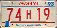 INDIANA 1993 LICENSE PLATE - LOW NUMBER
