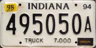 INDIANA 1994 TRUCK LICENSE PLATE