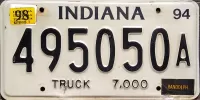 INDIANA 1994 TRUCK LICENSE PLATE