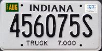INDIANA 1997 TRUCK LICENSE PLATE