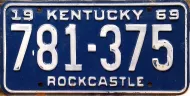 KENTUCKY 1969 LICENSE PLATE 