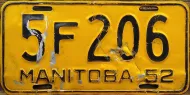MANITOBA 1952 LICENSE PLATE