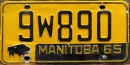 MANITOBA 1965 LICENSE PLATE