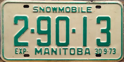 MANITOBA 1973 SNOWMOBILE LICENSE PLATE