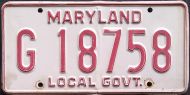 MARYLAND LOCAL GOVERNMENT LICENSE PLATE