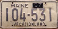 MAINE 1967 LICENSE PLATE