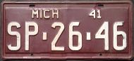 MICHIGAN 1941 LICENSE PLATE