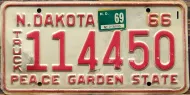 NORTH DAKOTA 1969 TRUCK LICENSE PLATE