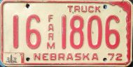 NEBRASKA 1973 FARM TRUCK LICENSE PLATE