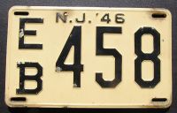 NEW JERSEY 1946 LICENSE PLATE