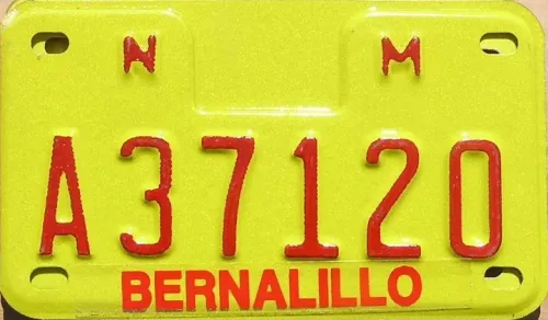 NEW MEXICO YELLOW MOTORYCLCE LICENSE PLATE