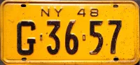 NEW YORK 1948 LICENSE PLATE