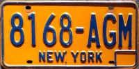 NEW YORK ORANGE LICENSE PLATE - 1980 BASEPLATE 